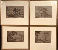 Set of 4 Arcadian Landscape 18th Century Italian Grand Tour Original Paintings