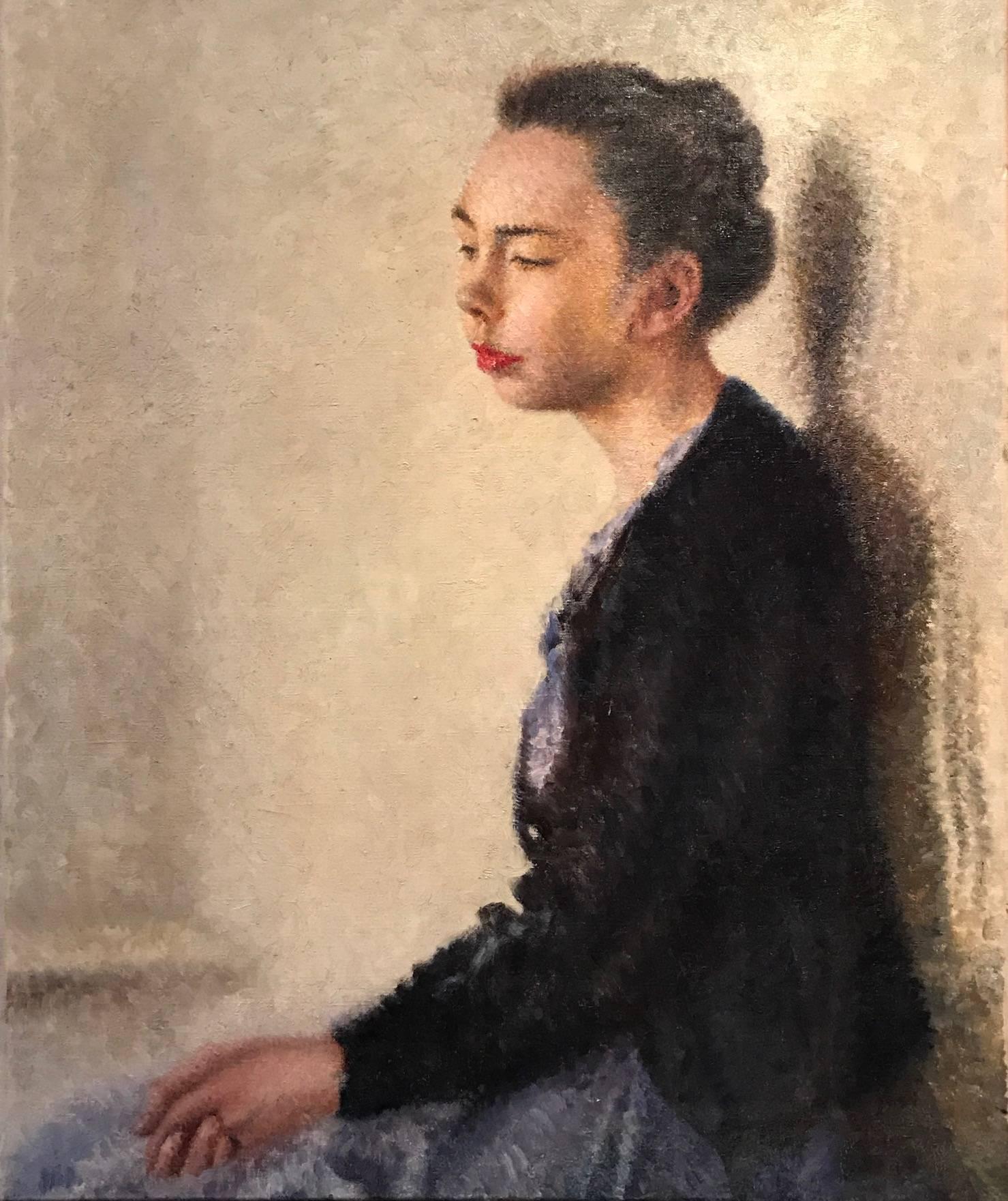 Unknown Portrait Painting - Portrait of a Lady - Mid 20th Century British Impressionist Oil Painting