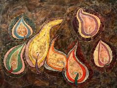Coloured Flames - Beautiful 60's Abstract Painting - ELVIC STEELE (1920-1997)