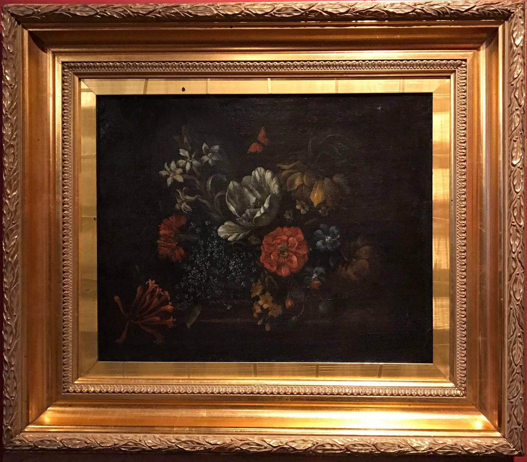 Unknown Still-Life Painting - 17th Century Flemish Baroque Old Master Flower Oil Painting