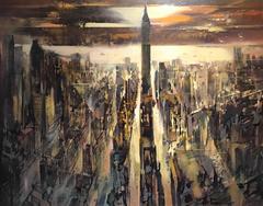 1960's New York City - Large Oil Painting by French artist
