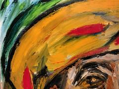 Auffälliges französisches expressionistisches Ölgemälde - Kopfporträt