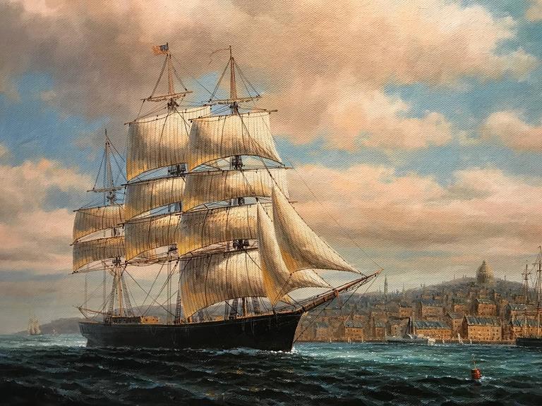 James Hardy Boston Harbour American Merchant Ship Large Oil