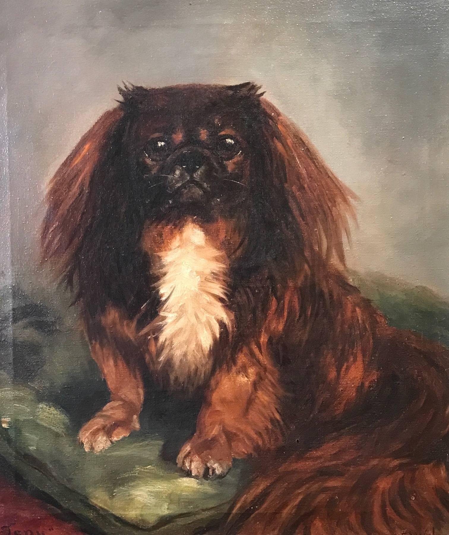 E. Marion Nelson Animal Painting - Antique English Dog Painting - The Pekingese - 1924