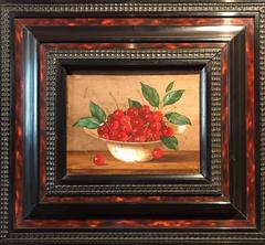 Cherries in Porcelain Bowl - Fine Italian Oil Painting