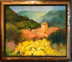French Impressionist Oil Painting - Provencal Landscape Summer Fields