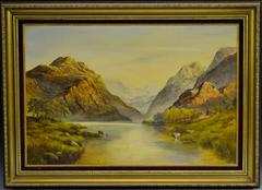 Highland Landscape with Cattle Watering in Loch