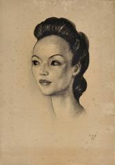Signed Original Drawing - Portrait of Lady 1939