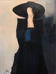 La Dame en Noir - Signed French Oil Painting