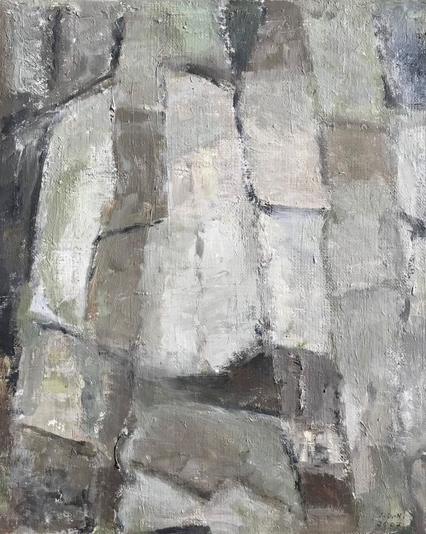 Yvette Dubois Habasque French cubist abstract oil painting with muted