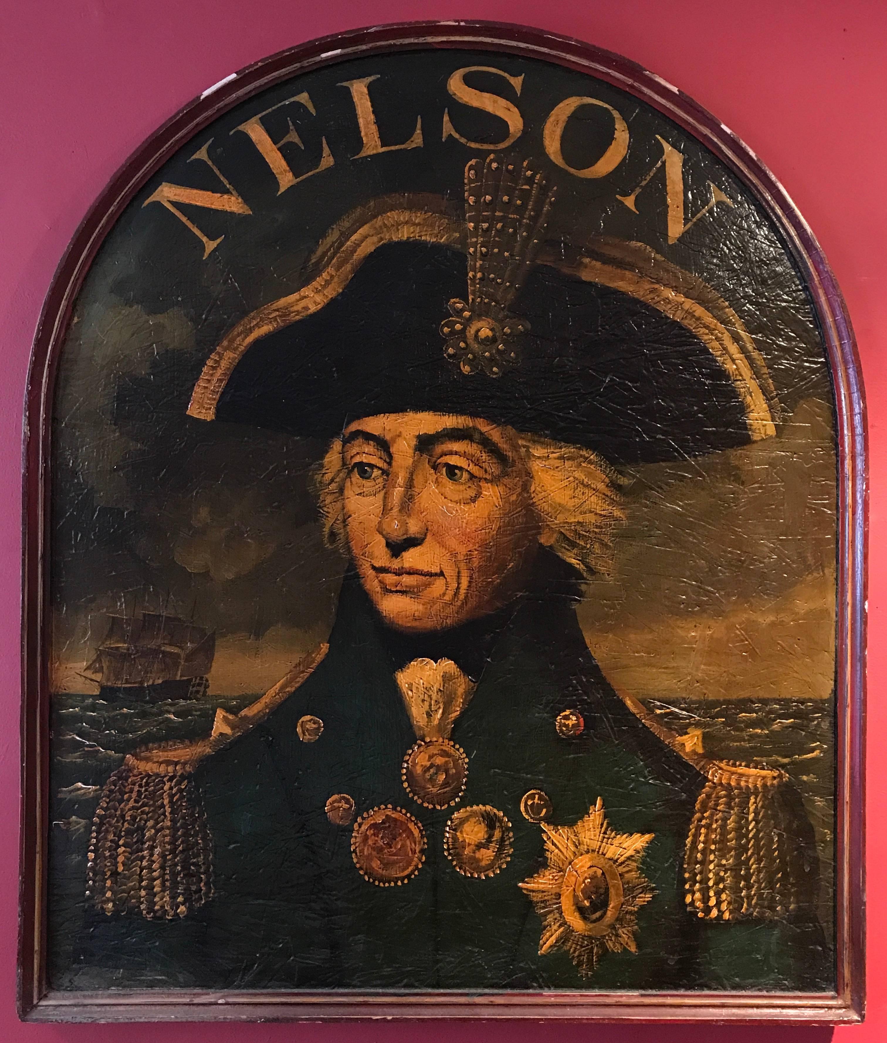 Unknown Portrait Painting - Admiral Lord Nelson Huge Old Pub Sign Portrait