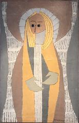 Very Large 1960's Signed Oil Painting The Madonna