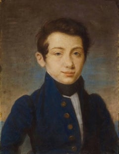 Early 1800's Napoleonic Period Portrait of Young Mid-shipman Pastel