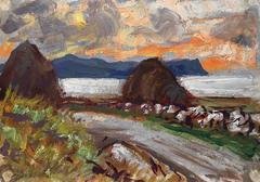 Original irisches impressionistisches Ölgemälde der Atlantikküste Donegal:: Original