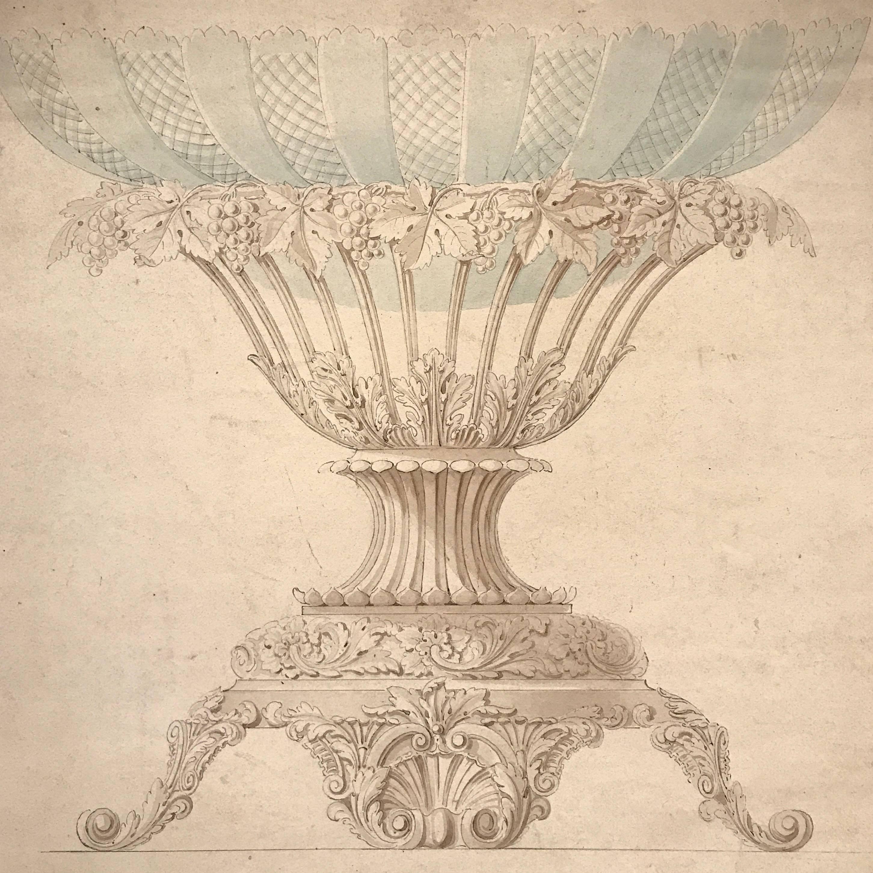 Unknown Interior Art - Fine 18th Century French Rococo Drawing Jardiniere Wine Design