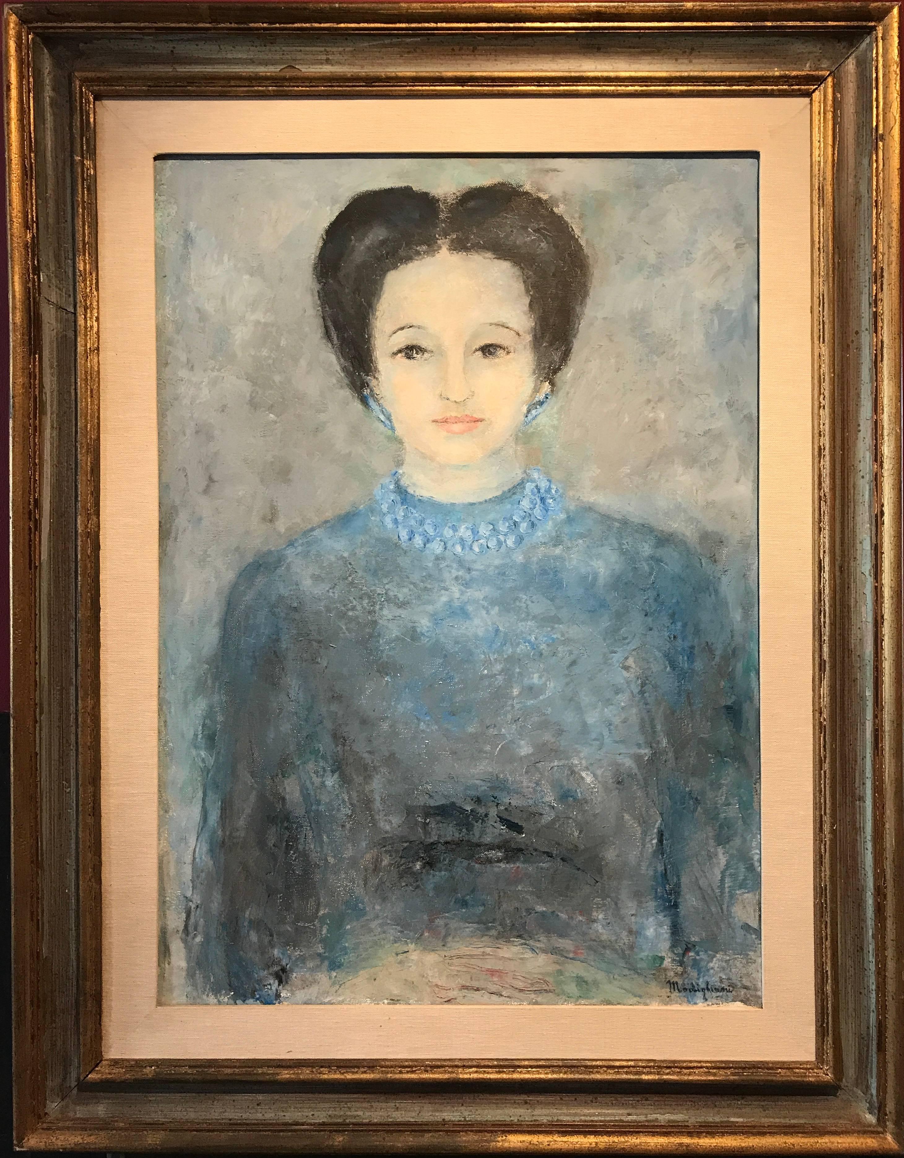 Luisa Modigliani Portrait Painting - The Duchess of Windsor, Original Oil Painting Portrait of Wallis Simpson