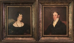Antique Fine Pair Original Georgian Portrait Oil Paintings Husband & Wife