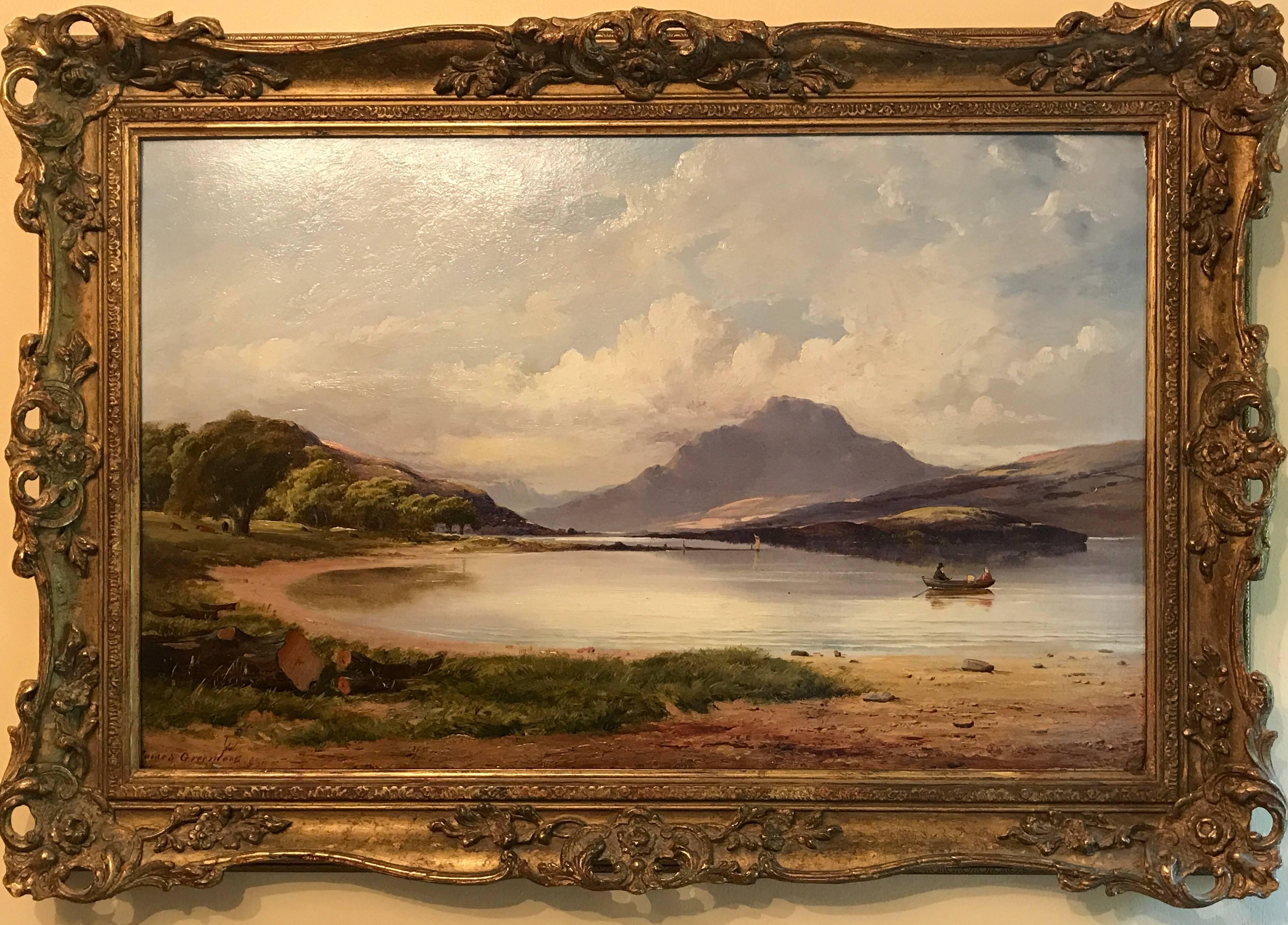 James Greenlees Landscape Painting - Loch Lomond Large Original Victorian Oil Painting
