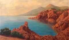Original French Impressionist Oil Painting Esterel Cote d'Azur coastline