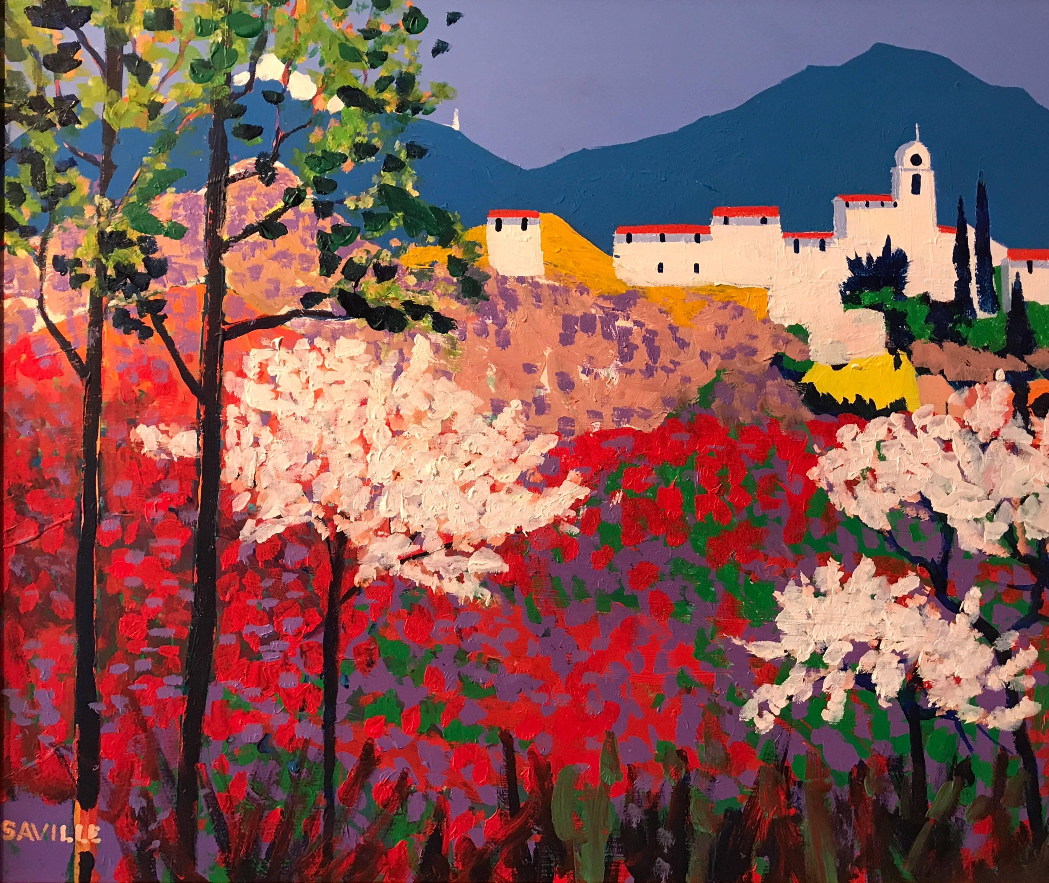 Michael Saville Landscape Painting - Mont Ventoux Provence Large Impressionist Oil Painting