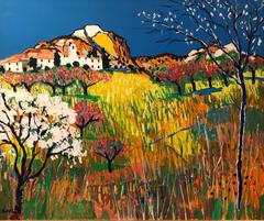 Hill Perched Town Provence Original Impressionist Painting