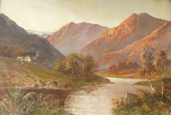 Scottish Highland River Landscape Sunset Oil Painting