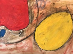 Original 1960's British Abstract Painting Reds and Yellows