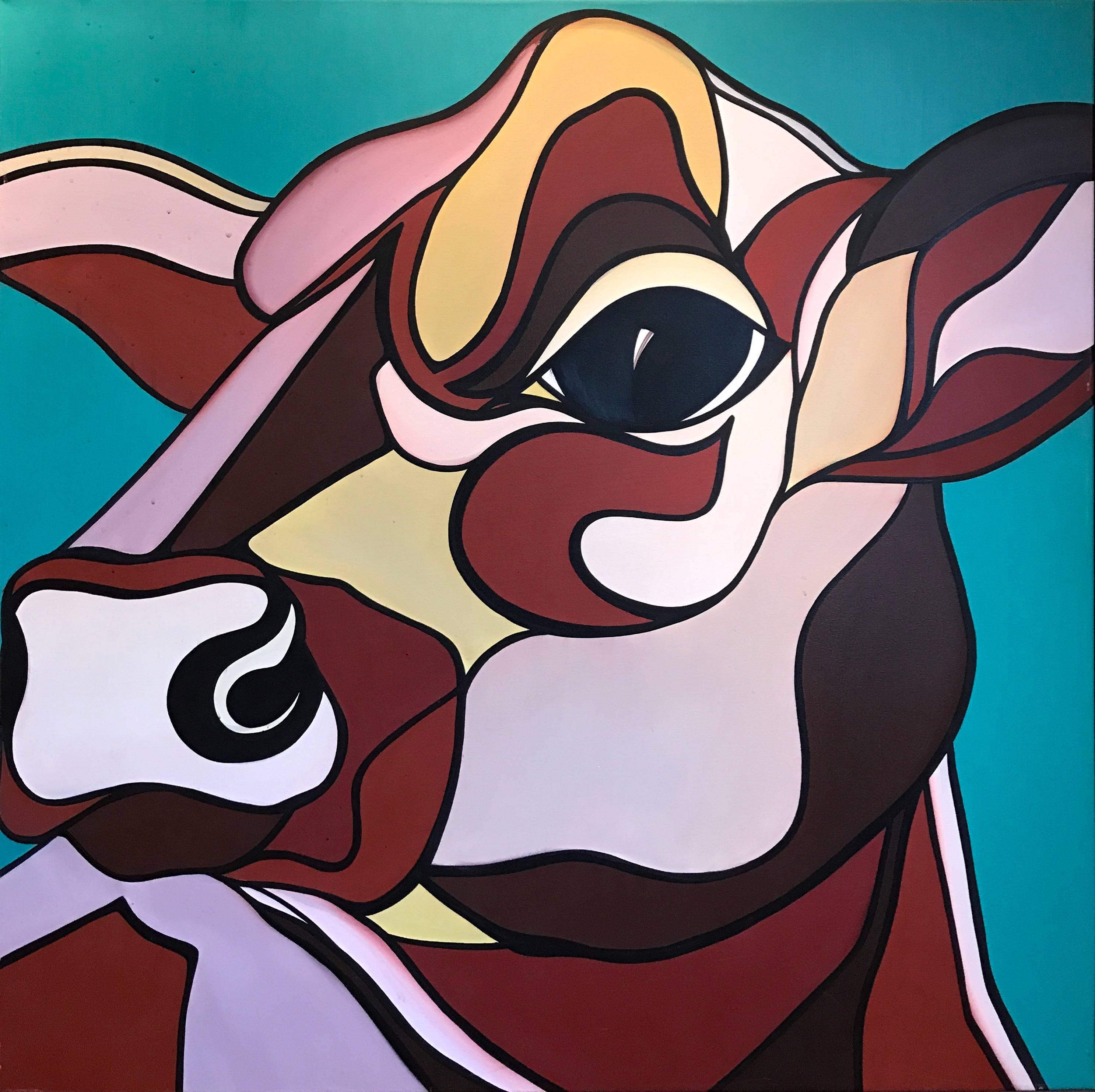 Melinda Buie Animal Painting - Very Large Cow Oil Painting