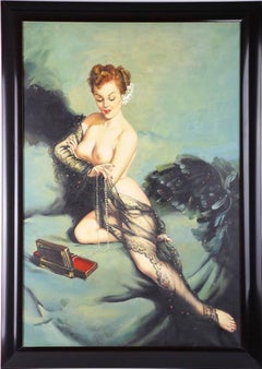 1950's Glamour Girl Oil Painting on Canvas