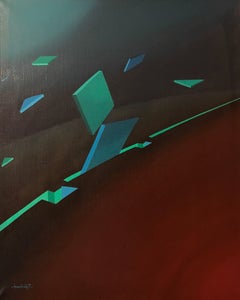 French Geometric Abstract Oil Painting