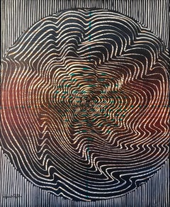 Spiralling Abstract Black 
White Painting