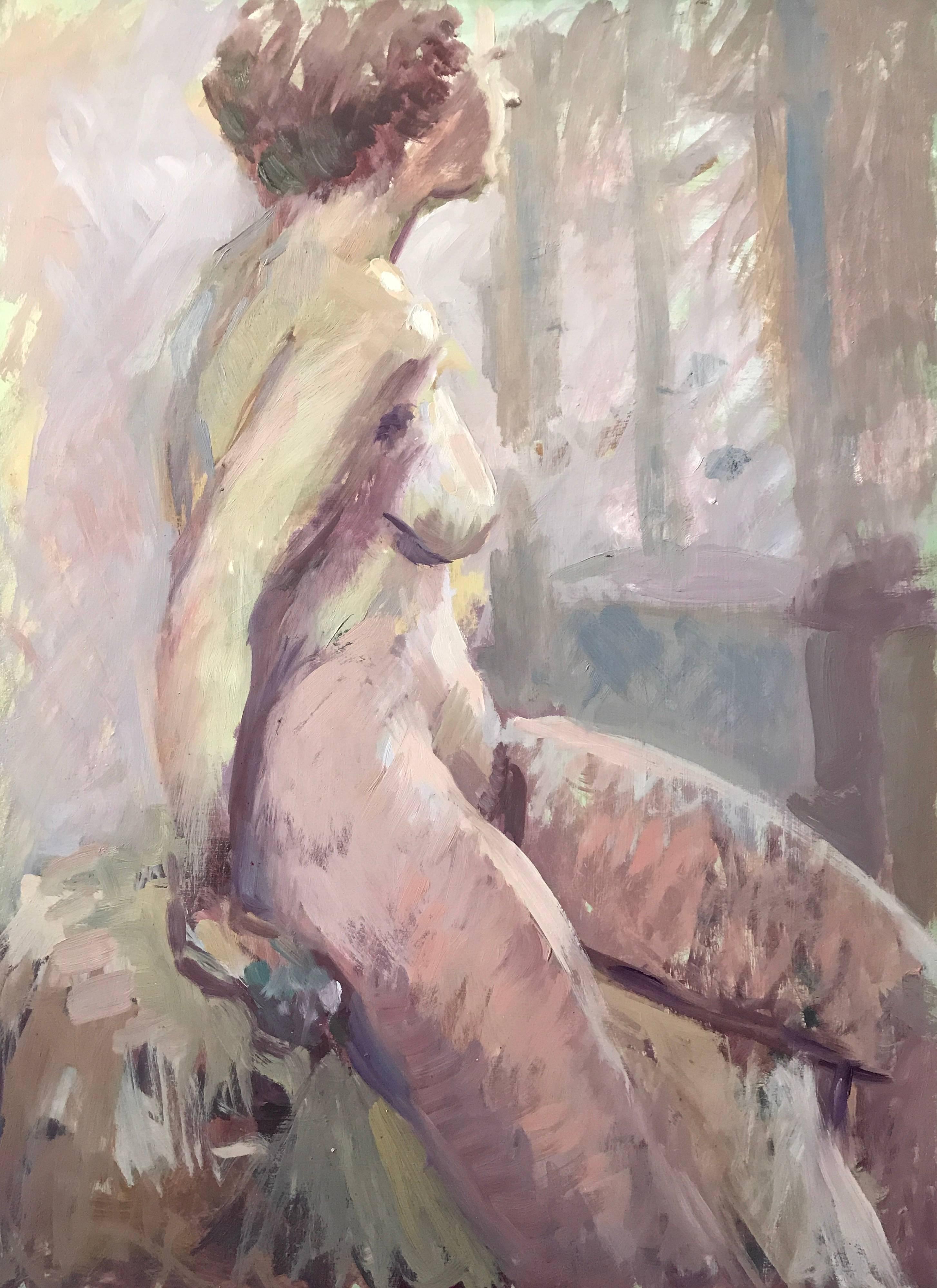 Unknown Nude Painting - Modern British Abstract Nude Lady