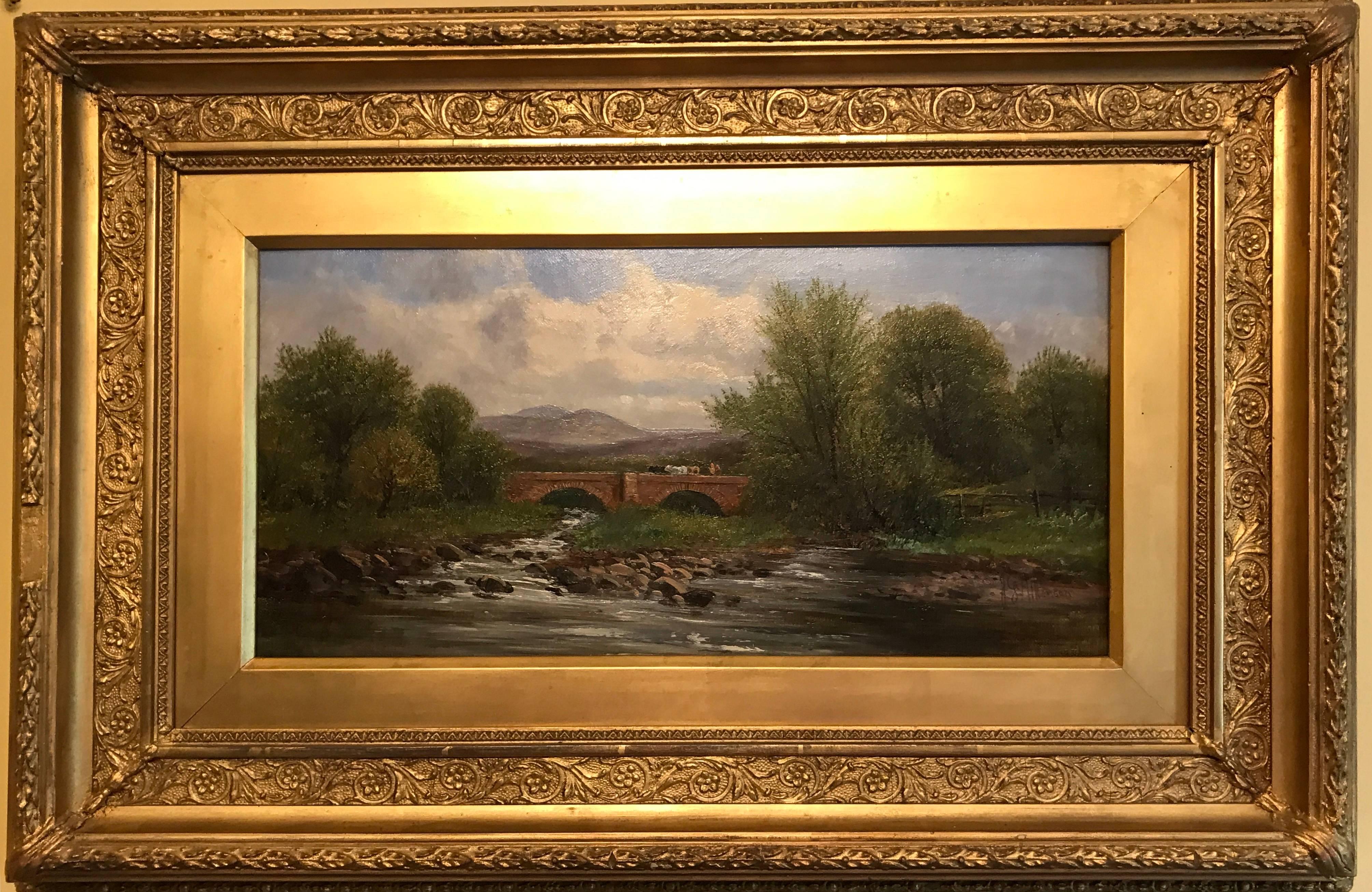 James Gunson Atkinson Landscape Painting - Victorian River Landscape Listed British Artist