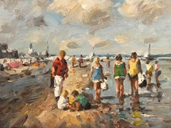Family on Windswept Beach