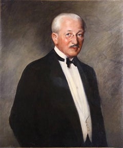 Portrait of a Refined Gentleman Bow Tie & Pince Nez Glasses Oil Painting