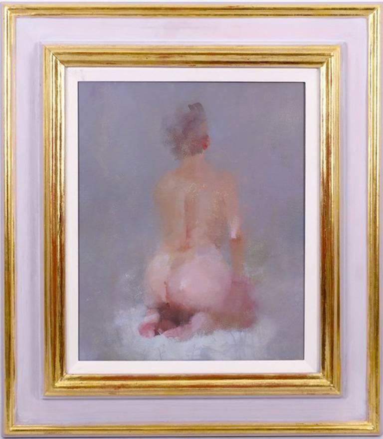 Unknown Nude Painting - Seated Nude Lady Impressionist Oil Painting