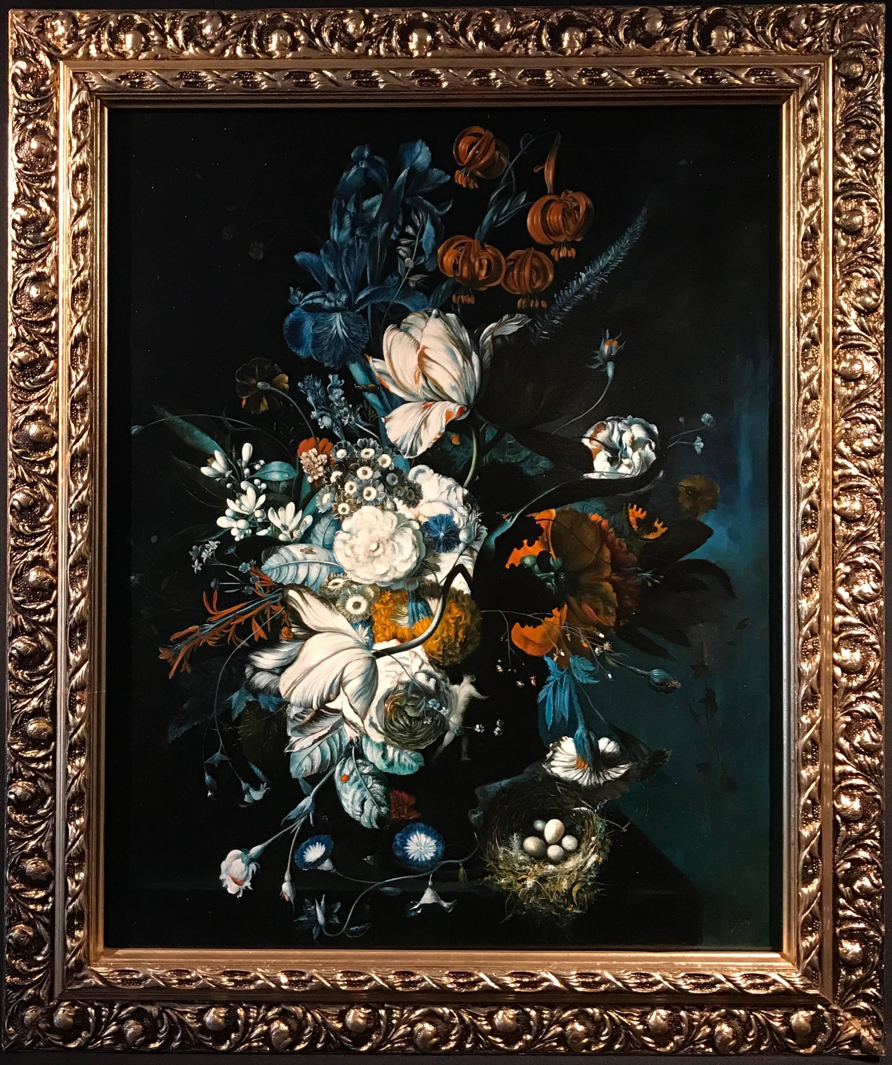 Unknown Still-Life Painting - Large Classical Floral Still Life Oil Painting