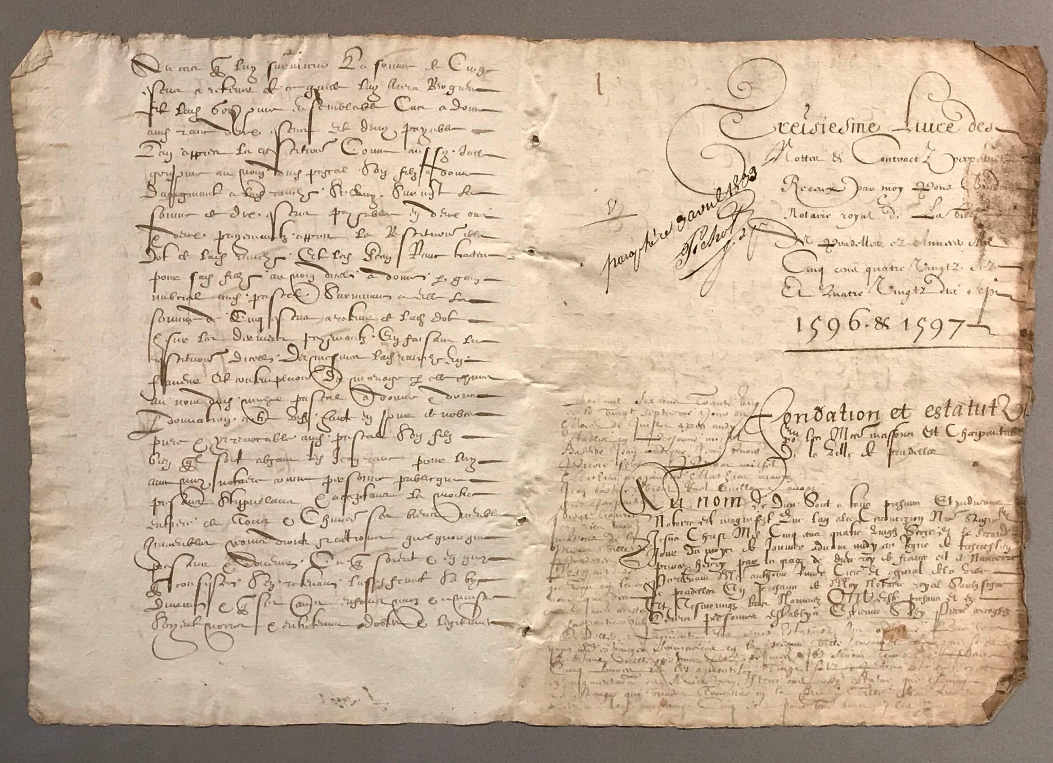 Unknown Landscape Art - 16th Century French Hand Written Document