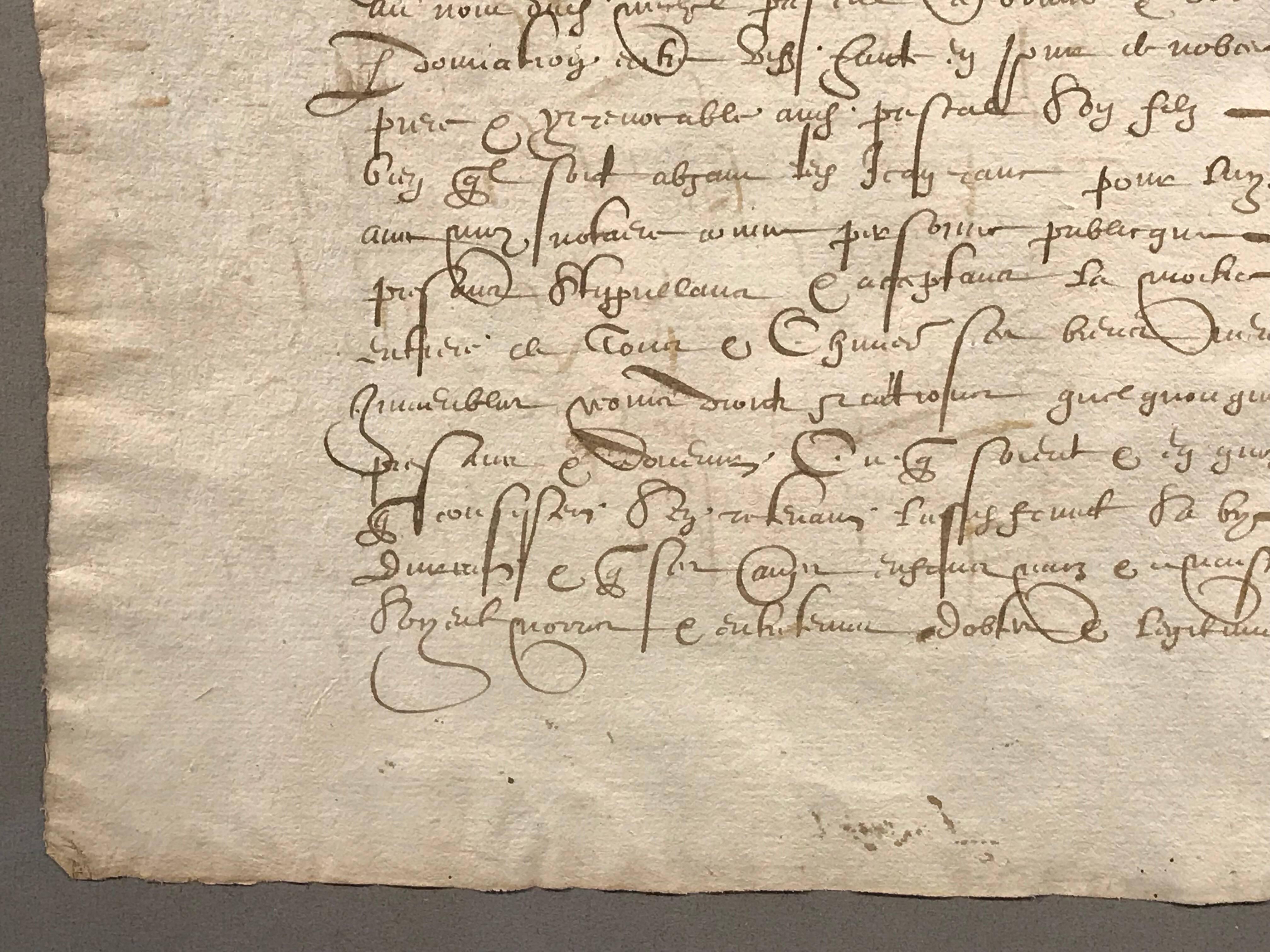 16th Century French Hand Written Document - Beige Landscape Art by Unknown