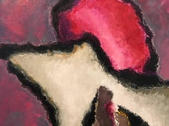 Grande quadro ad olio astratto francese dai colori autunnali