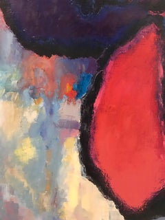 Französisches expressionistisches abstraktes Ölgemälde in kräftigen Farben