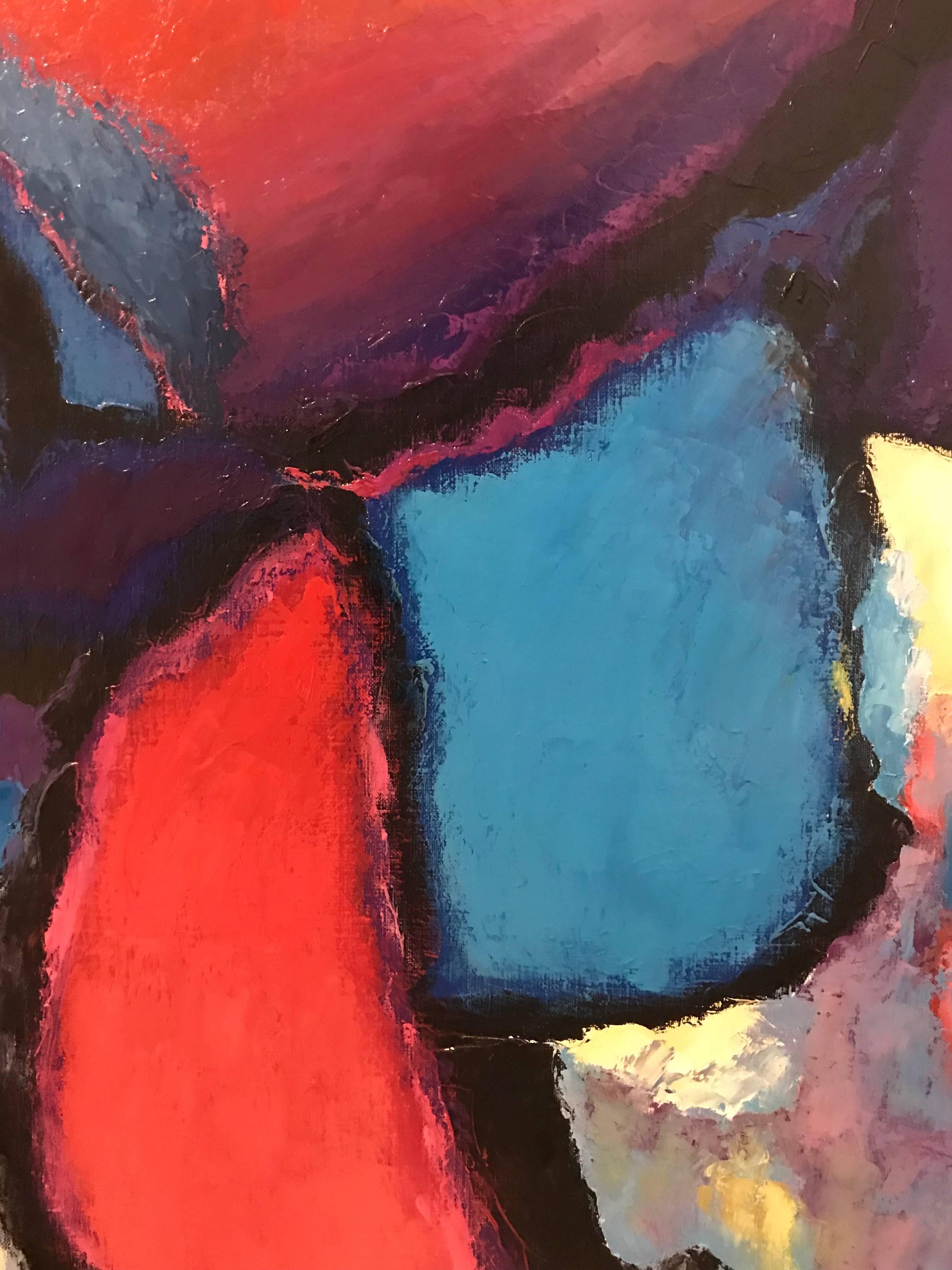 Superb large scale French abstract oil painting by the popular 20th century French painter, Andre Copin (1911-1998). The painting is signed to the lower corner and dates to circa 1988. 

The work displays an incredible range of colors - deep reds,