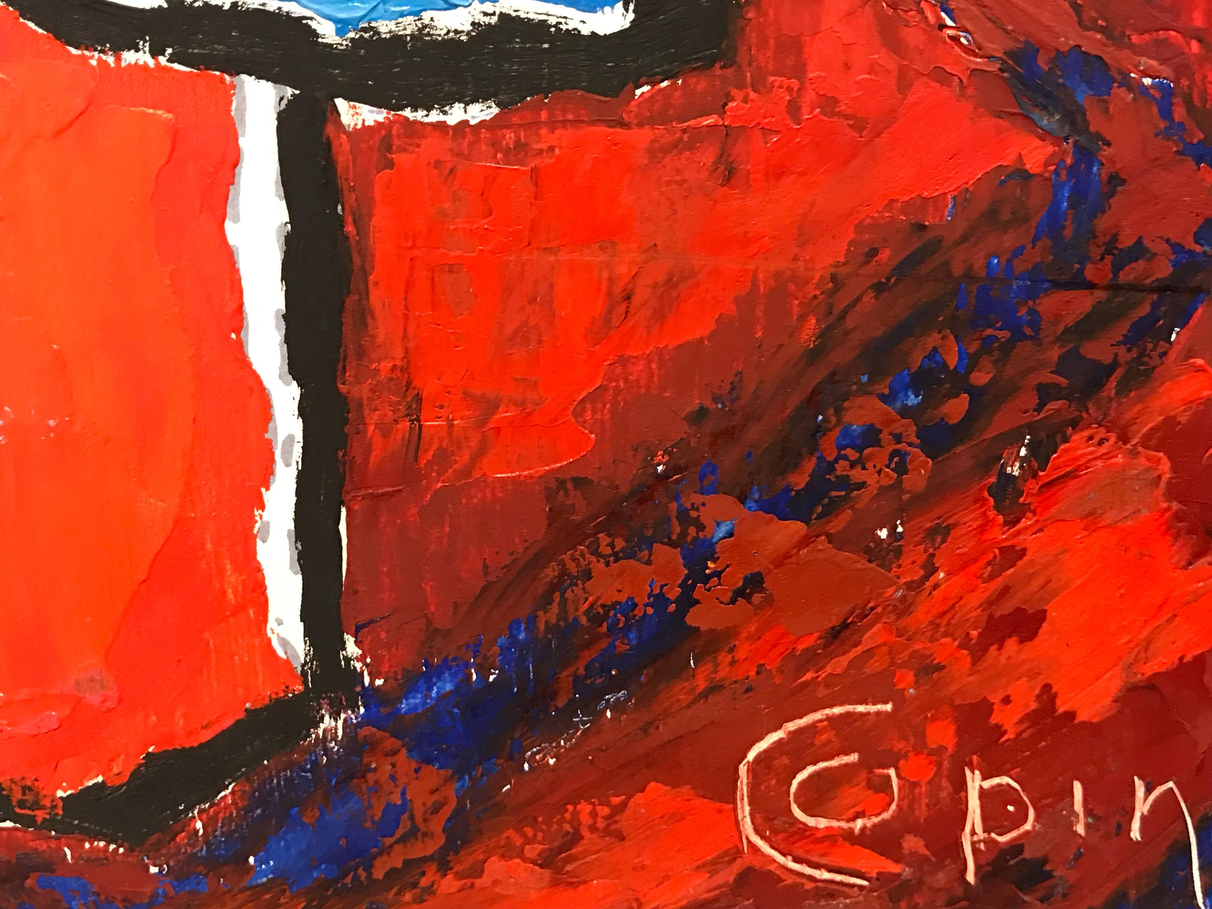 Superb French expressionist abstract oil painting by the popular 20th century French painter, Andre Copin (1911-1998). The painting is signed to the lower corner and dates to the 1980's period.

The work displays an incredible range of bright and