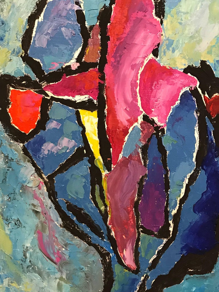 Andre Copin Expressionist Abstract French Signed Oil Warm Colors For