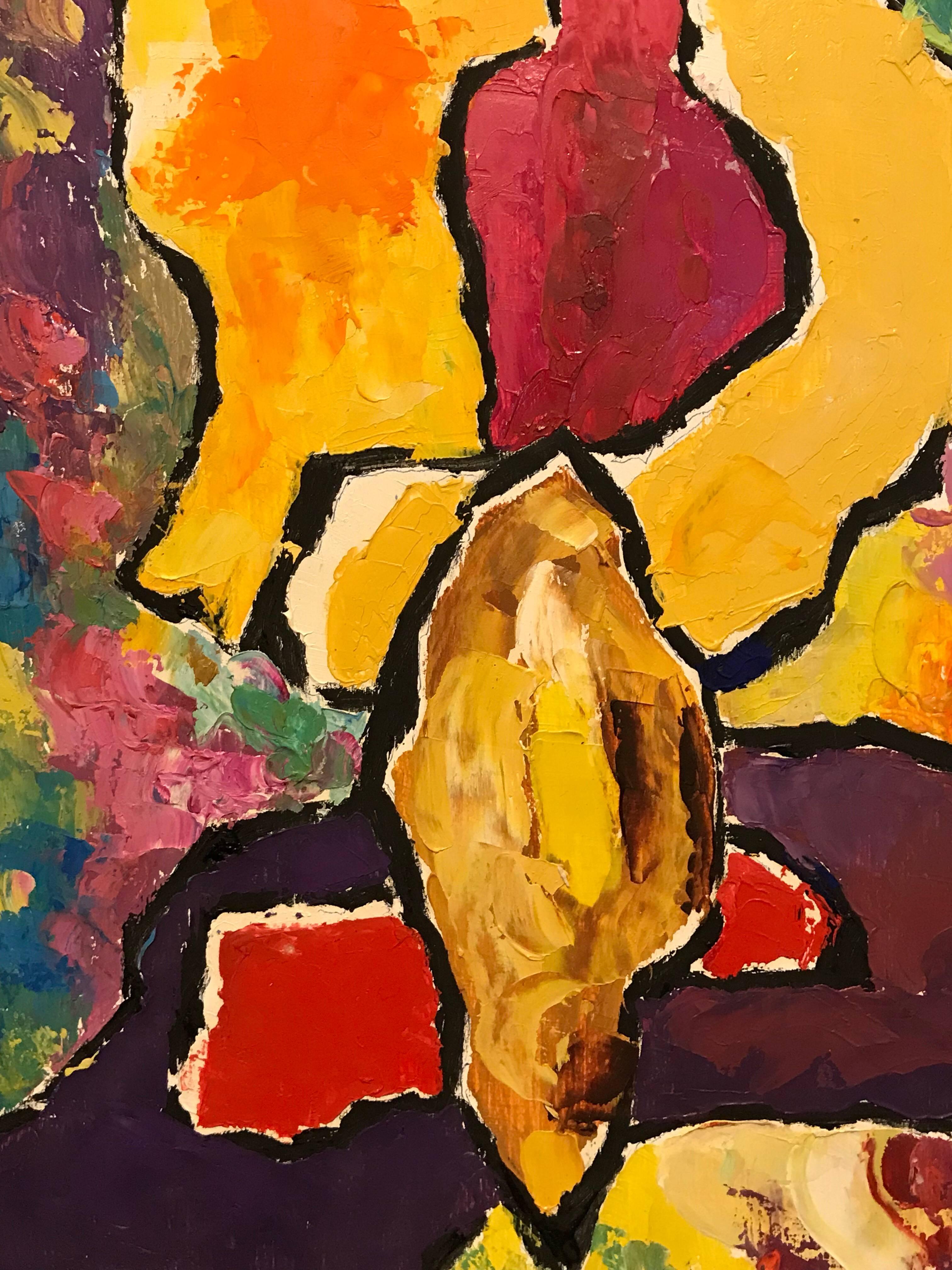 Pittura ad olio astratta espressionista francese dai colori caldi e morbidi - Painting Espressionismo astratto di Andre Copin