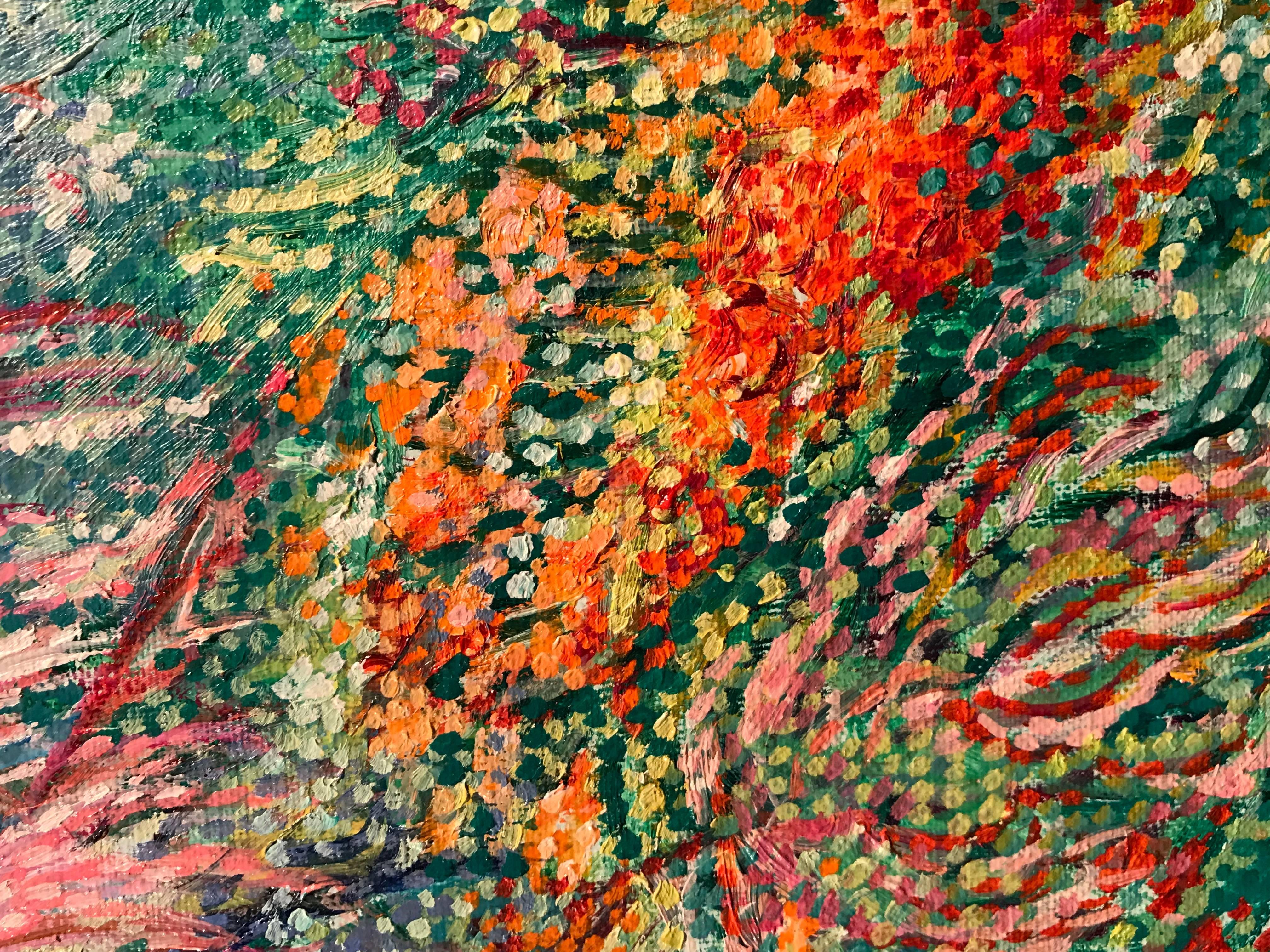 La Jardin de Claude Monet, Giverny, Pointillist Oil Painting 1