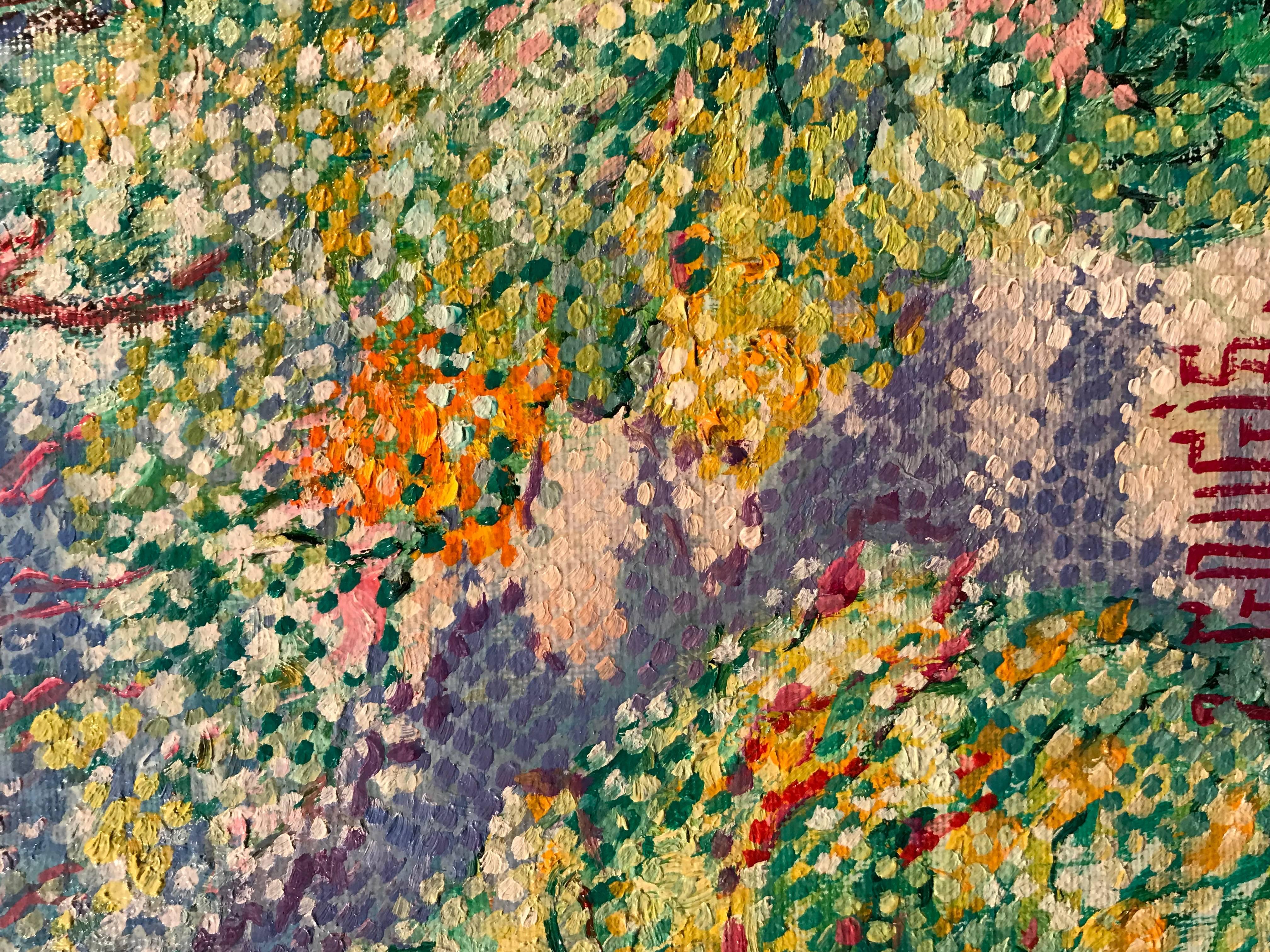La Jardin de Claude Monet, Giverny, Pointillist Oil Painting 3