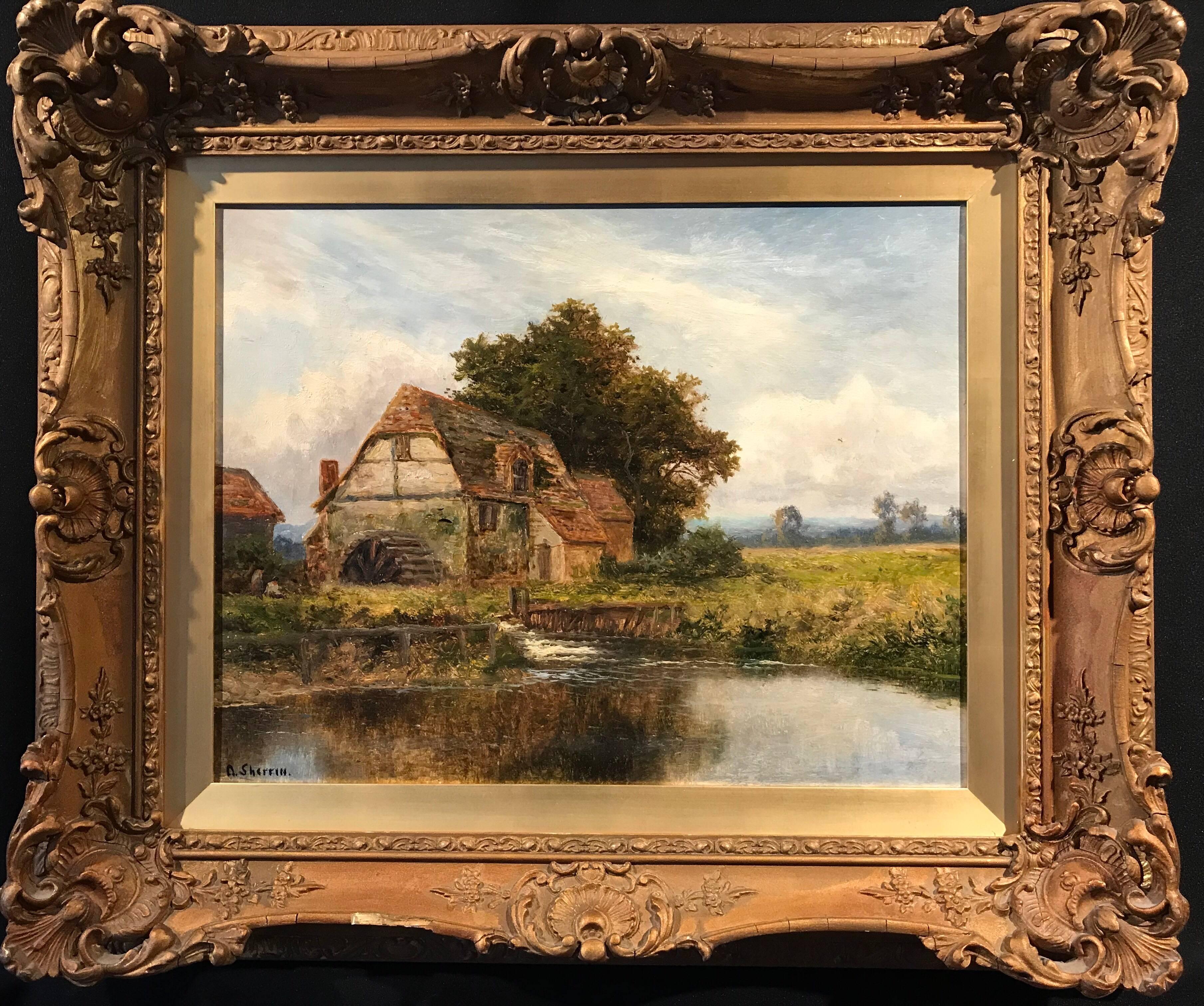 Daniel Sherrin Landscape Painting - The Old Watermill, signed English oil painting