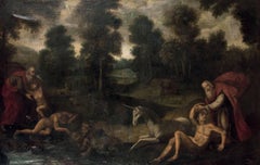 La création d'Adam & Eve:: vieux maître flamand du 17e siècle