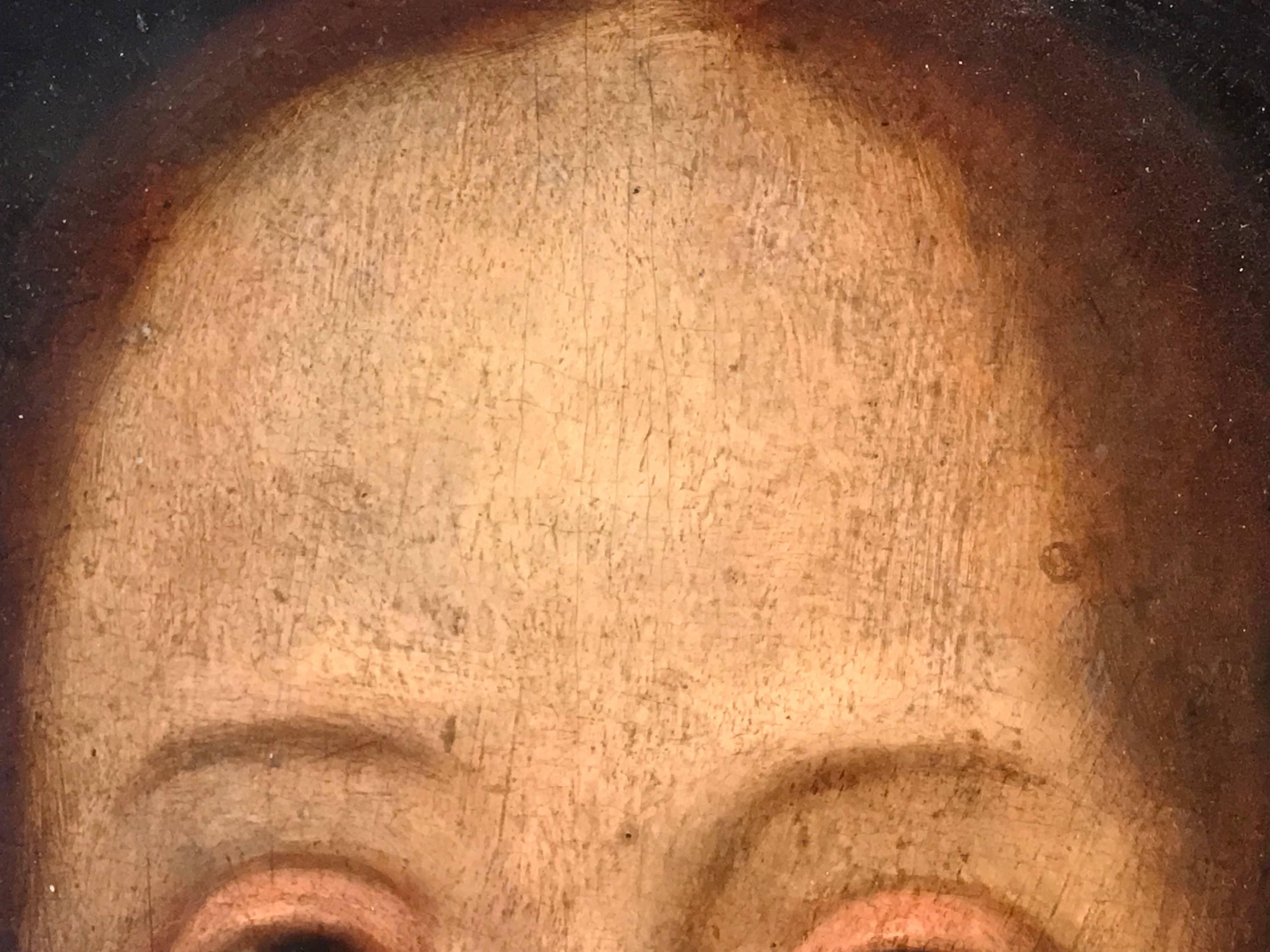 17th Century Flemish Old Master Oil on Oak Panel - Head of Christ 5